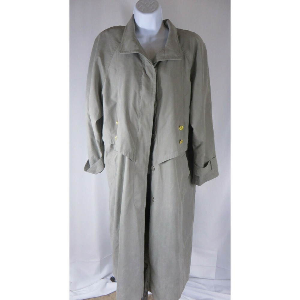 Vtg Womens Fleet Street Trench Full Length Raincoat Polyester/Nylon Shell 14P